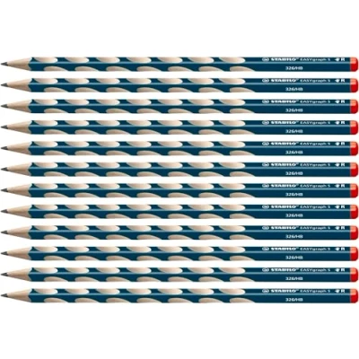 Image of Thin Ergonomic Graphite Pencil STABILO EASYgraph S Right Handed Pack of 12 Petrol HB