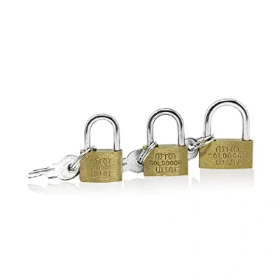 Image of Systemseleven® 3 X Brass Padlock Security Locker Lock 2 Keys 20mm 25mm 30mm Heavy Duty Small Mini Padlock, Keyed, with Key for Suitcase, Gym