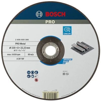 Image of Bosch 2608600386 Grinding Disc for Steel, Black, 230 x 8 mm