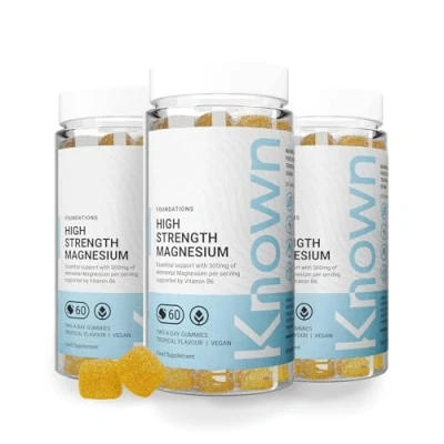 Image of Known Delicious High Strength Magnesium Gummies 300mg Elemental Natural Mixed Tropical Flavour 60 Vegan Gummies, 3 Months Supply