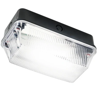 Image of KnightsBridge 60W IP65 BC B22d Black Plastic Base Clear Prismatic Diffuser Bulkhead