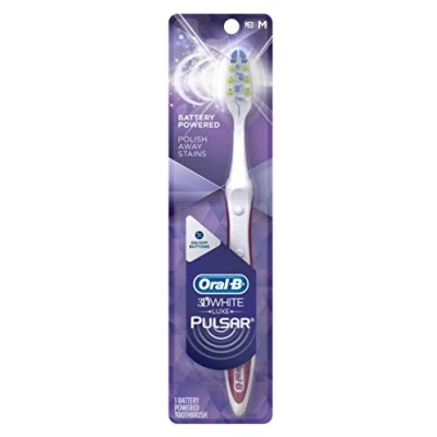 Image of Oral B Toothbrush Pulsar Medium 3D White (Battery) (Pack of 2)