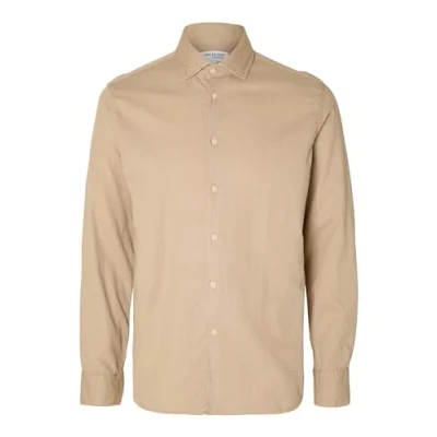 Image of SELETED HOMME Men&#039;s Slhregbond Garment Dyed Shirt Ls, Pure Cashmere, XL