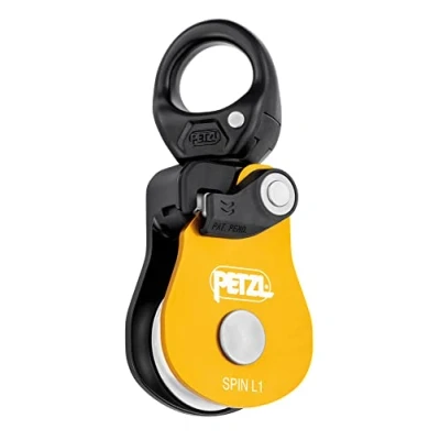 Image of PETZL, Spin L1, Simple Pulley With Very High Output Walker, Yellow, One Size, Unisex Adult