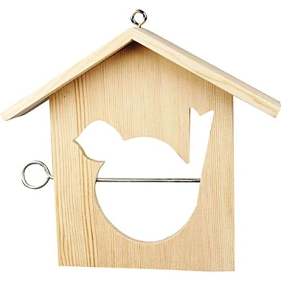 Image of Creativ 100263 1 Piece Wooden Bird Feeding House with Metal Fruit Skewer