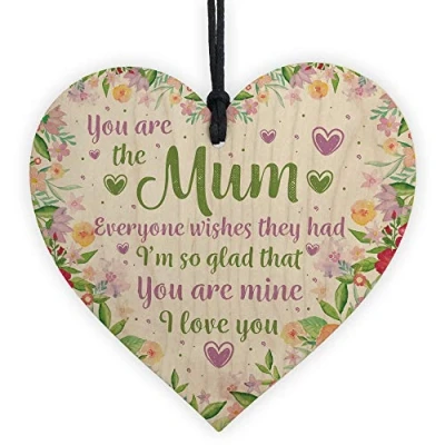 Image of RED OCEAN Gifts For Mum Mummy Wooden Hanging Heart Plaque Birthday From Daughter Son
