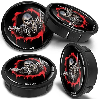 Image of SkinoEu 4 x 60mm ABS Car Alloy Wheel Centre Universal Rims Hub Center Caps Auto Tuning Logo Emblem Silver Black Skull CX 20