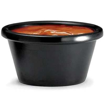 Image of drinkstuff Melamine Ramekins Black 4oz Condiment Pot, Bowl, Sauce Ramekin, Dip Dish, Dipping Bowl