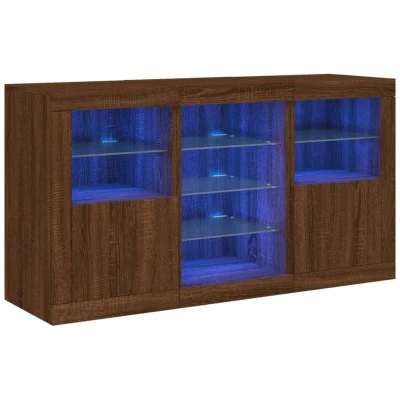 Image of vidaXL Sideboard with LED Lights Brown Oak 123x37x67 cm