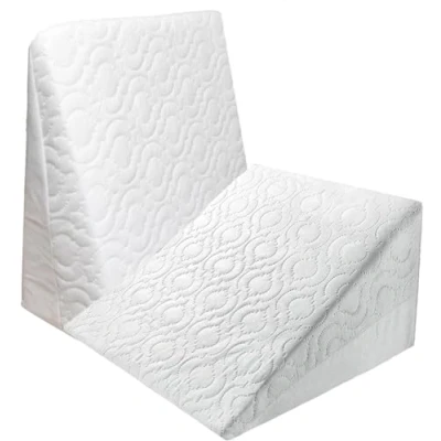 Image of Bed Wedge Pillow Cushion Incline Support For Acid Reflux Back Pain, Snoring &amp; Heartburn Orthopedic Reduces Respiratory Problems Removable Washable Cover (Foam)