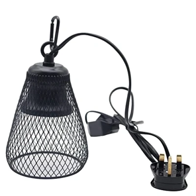 Image of Reptile Heat Lamp Holder UVA UVB Terrarium Ceramic Lamps Lampshade Anti Hot Bracket Cage for Bearded Dragon, Lizard, Tortoise, Snake, UK Plug