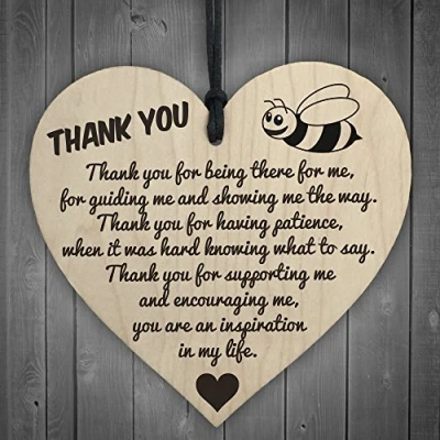 Image of RED OCEAN Thank You For Being There Me Wooden Hanging Heart Love Friendship Plaque