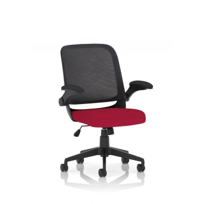Image of Crew Task Operator Fabric Seat Bergamot Cherry Mesh Chair Folding Arms