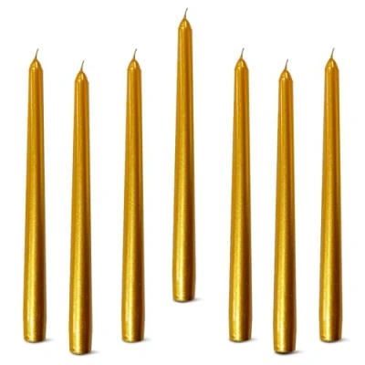 Image of 12 Pack Dinner Candles,Tapered Candles,Non Drip Long Lasting Candles 8 Hours Burn Non Scented(Golden