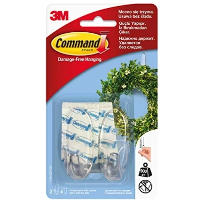 Image of Command Hooks, Medium, Clear, 2 Hook, by