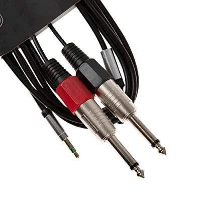 Image of 3m 3.5mm TRS Stereo to 2x 1/4 Jack 6.35mm x Mono Laptop Mixer Amp Lead