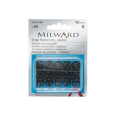 Image of Plastic Snap Fasteners, Black, 10mm, 20 Pieces