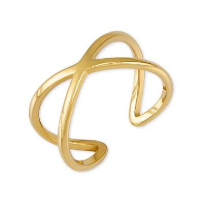 Image of GD GOOD.designs EST. 2015 ring adjustable for ladies in X shape made of stainless steel silver, gold or rose I Open with 18 carat plating (Gold)