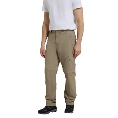 Image of Mountain Warehouse Explore Convertible Mens Trousers Fast Dry, Fade Resistant, Knee Zips Cargo Trousers, Stretch Casual Bottoms for Spring Summer &amp; Travelling Beige Men&#039;s W34