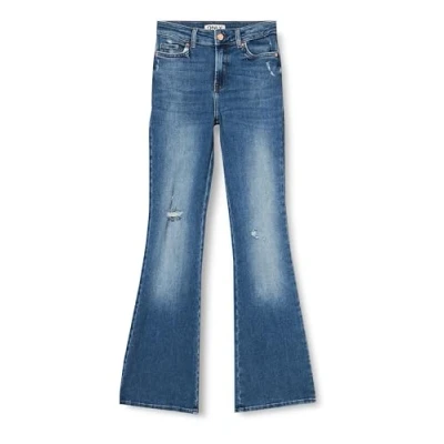 Image of ONLY Women&#039;s Onlblush Hw Flared Destroy DNM Ext Jeans, Medium Blue (Medium Denim), M / 30L