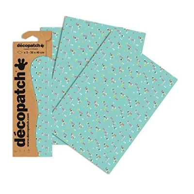 Image of Décopatch Ref C714O Blue Mini Triangle Pattern Paper Pack Each Sheet 30 x 40cm, of 3 Sheets Best Used With Décopach Glue &amp; Varnish,