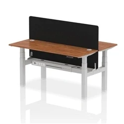 Image of Air B2B 1600x600mm Adjustable 2P Bench Desk CP Walnut/Silver + Screen