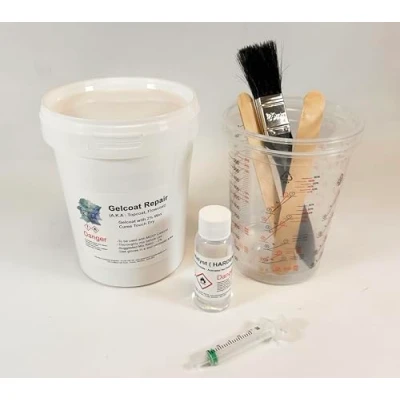 Image of Swindon Composite Supplies : Marine White Gelcoat 1000g for Repairs Cures Touch Dry (A.K.A. Topcoat or FLO Coat) Lloyds Approved Polyester MEKP Hardener inc
