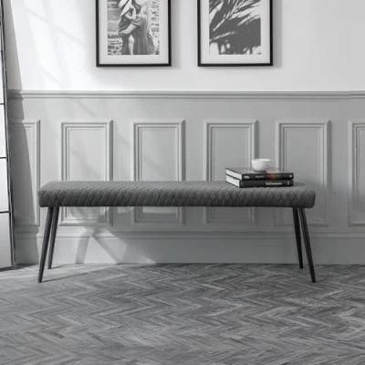 Image of Julian Bowen Luxe Low Bench , Grey,Height: 47, Width: 140, Depth: 37cm