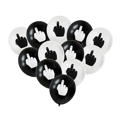 Image of ds. distinctive style Middle Finger Balloons 12 Inch Latex Set of Party Funny Birthday Decorations for Men and Women