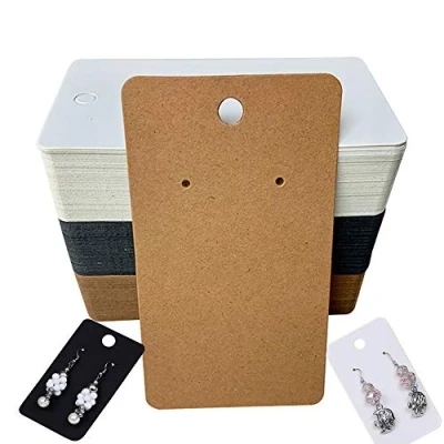 Image of 150 Pack Earring Display Cards Kraft Paper Blank Jewelry for DIY Ear Studs and Earrings, 3.5inch/8.9cm x 1.96inch/5cm
