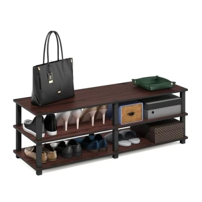 Image of Furinno Shoe Racks, Wood, Dark Cherry/Black, one size