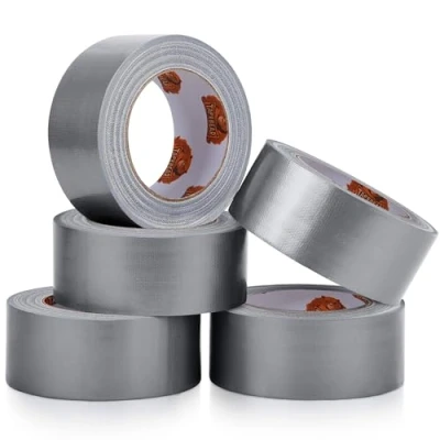 Image of TAPEBEAR Duct Tape Heavy Duty 48mm x 27m, Silver Waterproof 9mil Thick Adhesive Strong, Writable, Tear by Hand for Packing, Repairs, 5 Rolls, Total 135 Meters