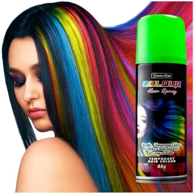 Image of KreativeKraft Temporary Colour Hair Spray, Wash Out for Adults and Teens (Green)