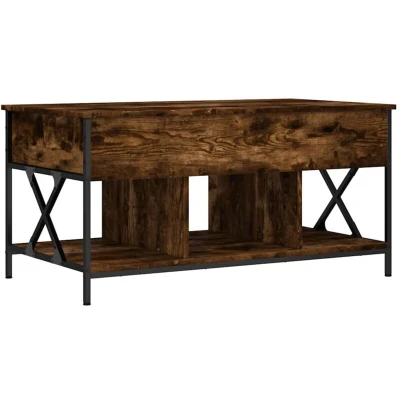 Image of vidaXL Coffee Table Smoked Oak 100x55x50 cm Engineered Wood and Metal