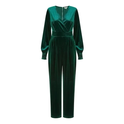 Image of Yumi Green Velvet Long Sleeve Womens Jumpsuit 10
