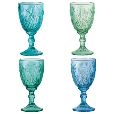 Image of Artland Marine Goblets Set of 4, Glass, Multi Coloured, 250ml Capacity, Goblet Glass