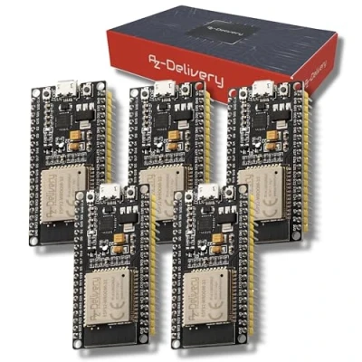 Image of AZDelivery 5 x ESP32 DevKitC NodeMCU WiFi WLAN CP2102 WROOM 32D IoT 2 In 1 Microcontroller Bluetooth Module Development Board compatible with Arduino including E Book!