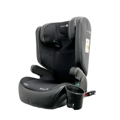Image of Cozy N Safe Hood i Size ISOFix High Back Booster Seat with Side Impact Protection, 12 Position Adjustable Headrest, Memory Foam Padding &amp; Cup Holder, 100 150cm (Approx. 4 Years) Onyx