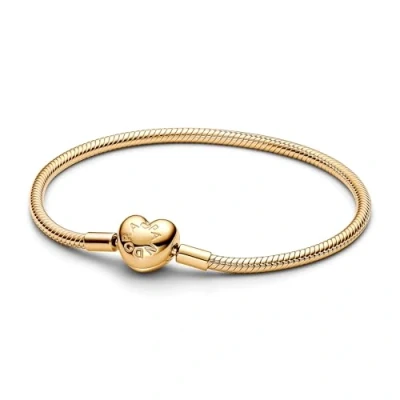 Image of Pandora Gold Moments Heart Clasp Bracelet 19cm