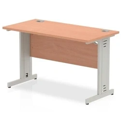 Image of Impulse 1200 x 600mm Straight Office Desk Beech Top Silver Cable Managed Leg