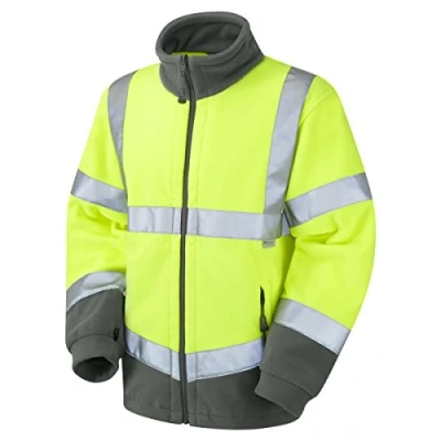 Image of Leo Workwear Hartland Anti Pill Fleece 280gsm Jacket, XXX Large, Hi Vis Yellow