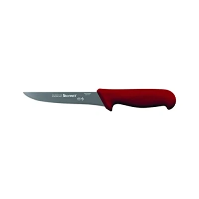 Image of Starrett Professional Stainless Steel Kitchen Boning Knives Wide Straight Profile 6 inch (150mm) Red Handle
