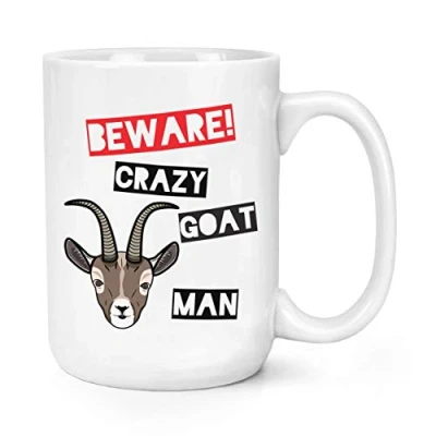 Image of Beware Crazy Goat Man 15oz Large Mug Cup