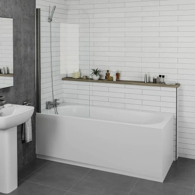 Image of Ceramica Straight Bath Bundle 1700mm Including Shower Screen And Front &amp; End Panel