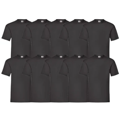Image of Fruit of the Loom Men&#039;s Valueweight Short Sleeve T Shirt, Black/White, S UK