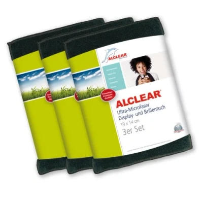 Image of ALCLEAR 950003a_3 Ultra Microfibre Cloths, Set of 3, Display Cloth for iPhone, iPad and iPod, Samsung, 19 x 14 cm, Anthracite, Creates a Streak Free, Clear View with No Chemicals, Cleaning Agents, Anti Fingerprint
