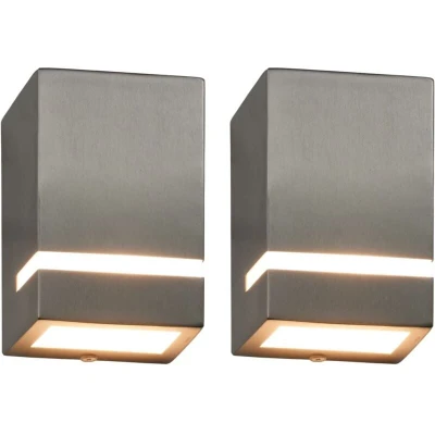 Image of vidaXL Outdoor Wall Lights 2 pcs 35 W Silver Rectangular