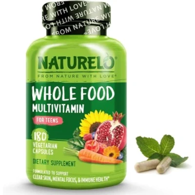 Image of NATURELO Whole Food Multivitamin For Teens Natural Vitamin, Mineral &amp; Plant Extracts Teenage Boys Girls Best Used As Daily Nutrients Active Children 180 Vegan Capsules 3 Month Supply