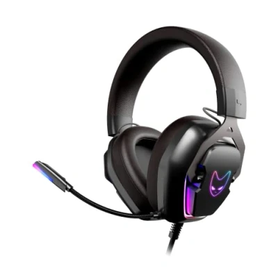 Image of Oversteel Phosphorus Gaming Headset 7.1, USB cable, Omni directional Microphone, Noise Canceling, 3.5mm Jack and RGB Light, PC/PS5/PS4/Xbox/Switch Compatible, Black