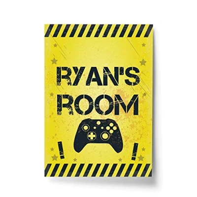 Image of RED OCEAN Yellow Gaming Print For Wall Boys Bedroom Decor Gamer Gift Framed (A4 Only PERSONALISED Room Yellow)